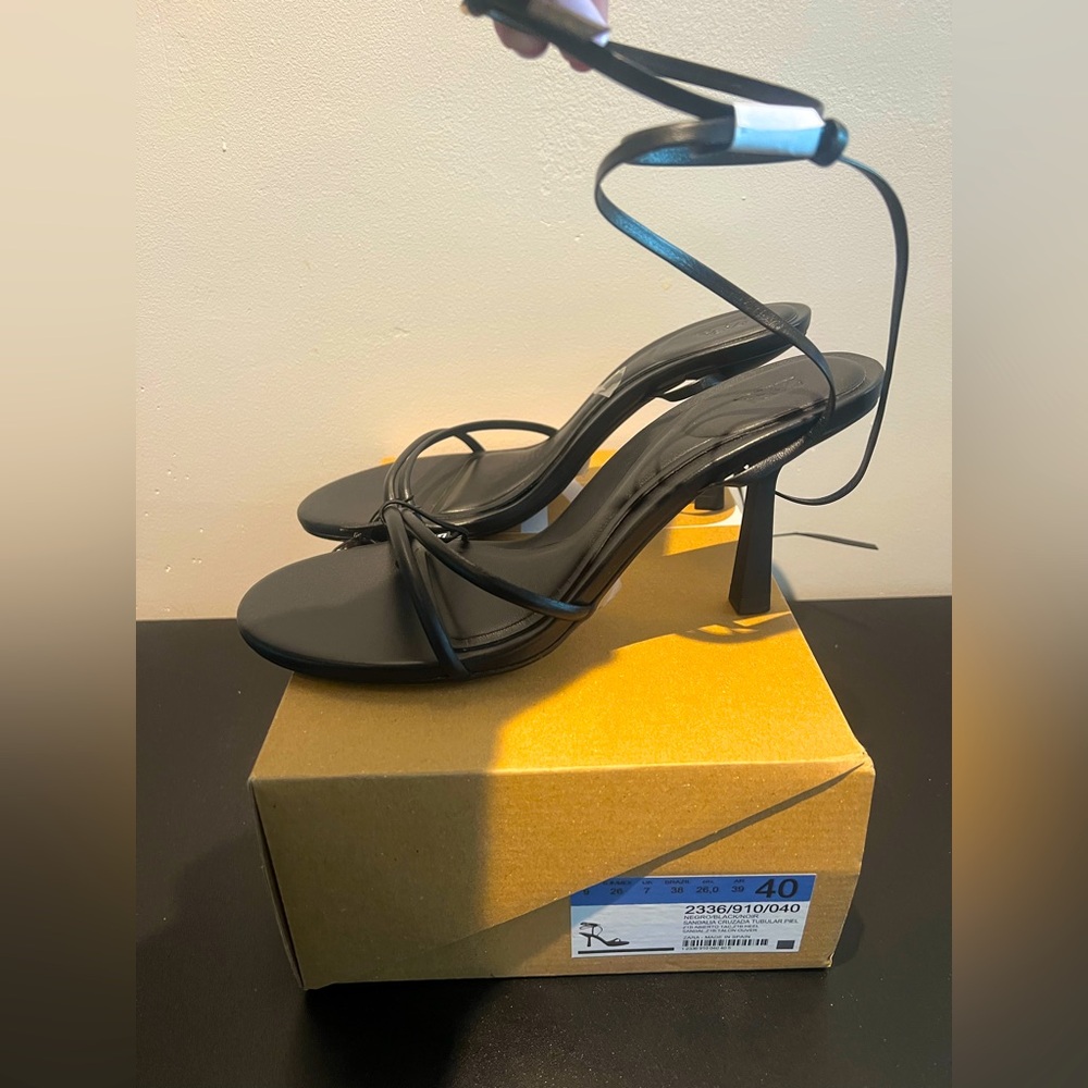 Zara leather lace up heels